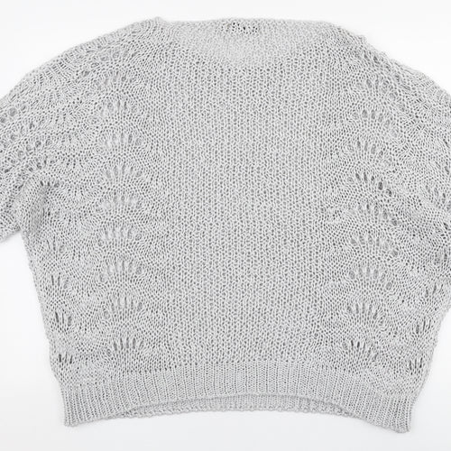 Nada Del Riccio Womens Grey Boat Neck  Acrylic Pullover Jumper Size XL