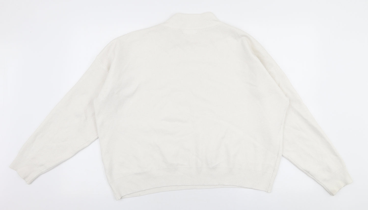Primark Womens White High Neck  Viscose Pullover Jumper Size XL