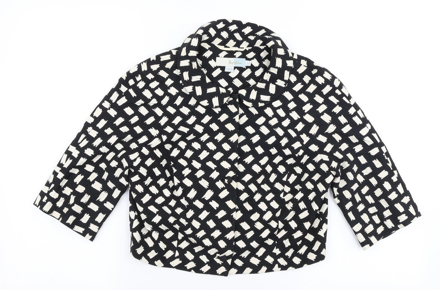 Boden Womens Black Geometric  Jacket Blazer Size 10  Button