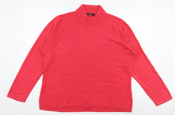BM Womens Pink High Neck Acrylic Pullover Jumper Size L