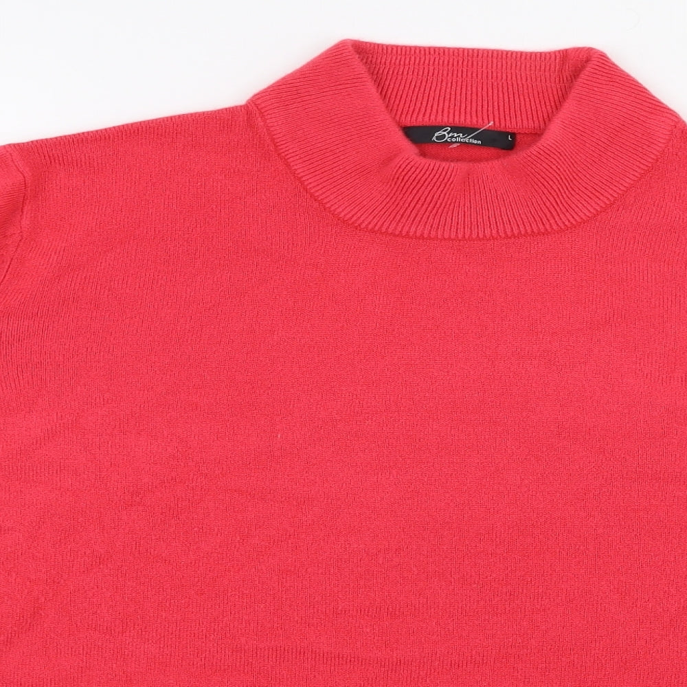BM Womens Pink High Neck  Acrylic Pullover Jumper Size L