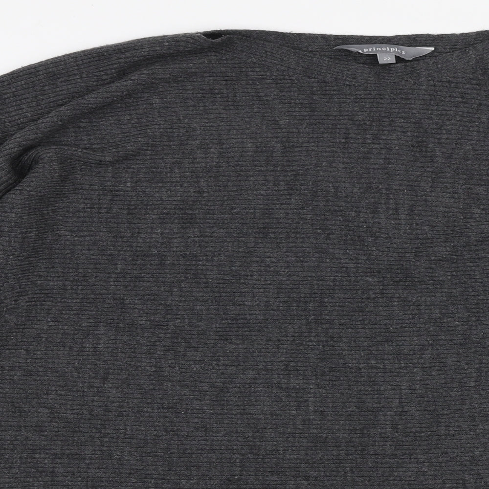 Principles Womens Grey Boat Neck  Acrylic Pullover Jumper Size 22
