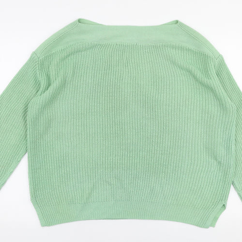 George Womens Green Boat Neck  Acrylic Pullover Jumper Size L