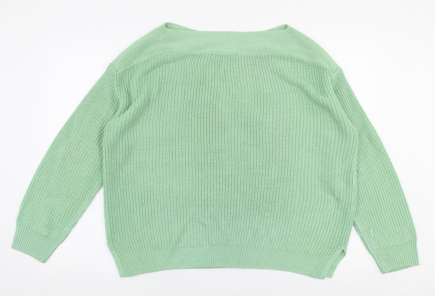 George Womens Green Boat Neck  Acrylic Pullover Jumper Size L