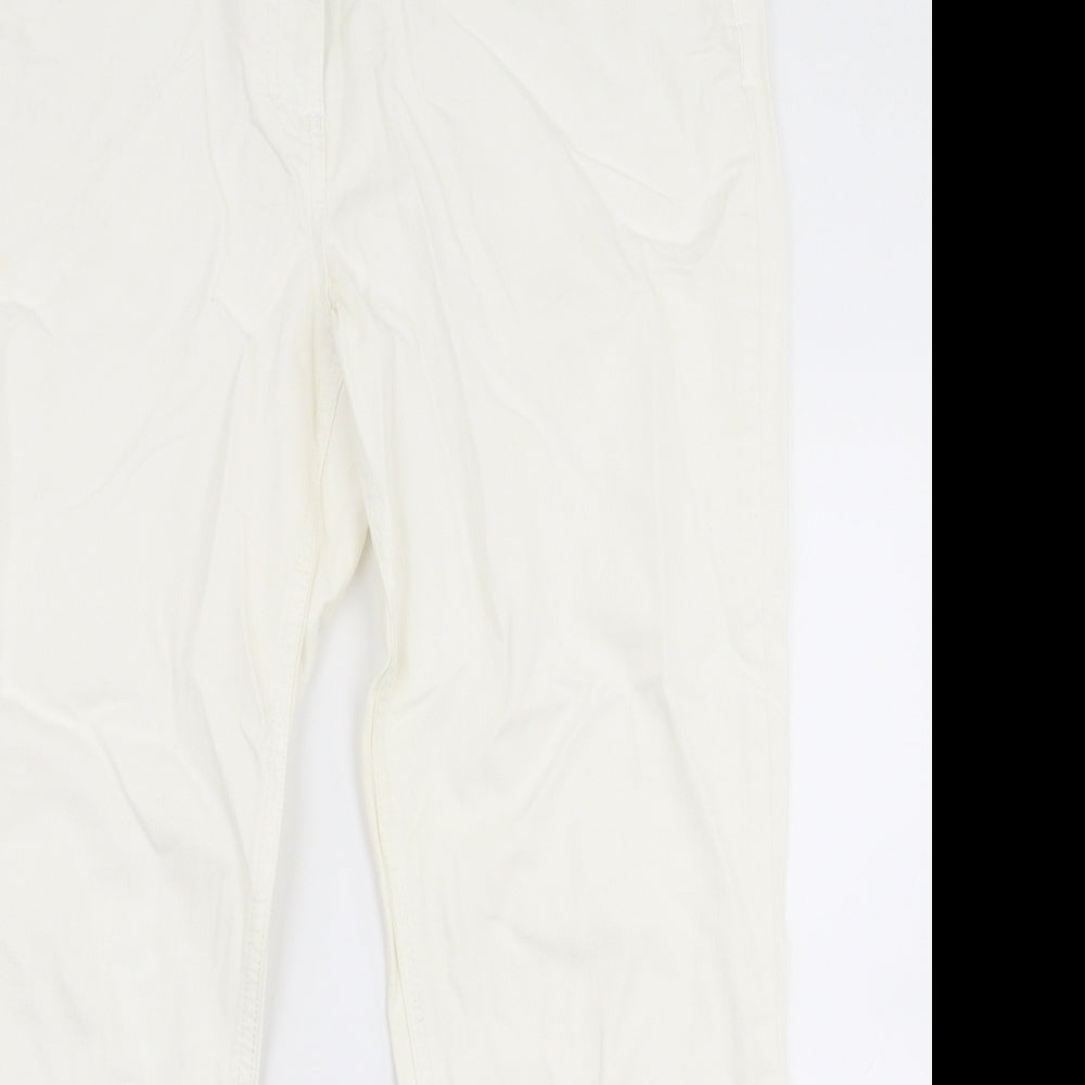 Falmer Womens White  Polyester Flared Jeans Size 16 L30 in Regular Zip