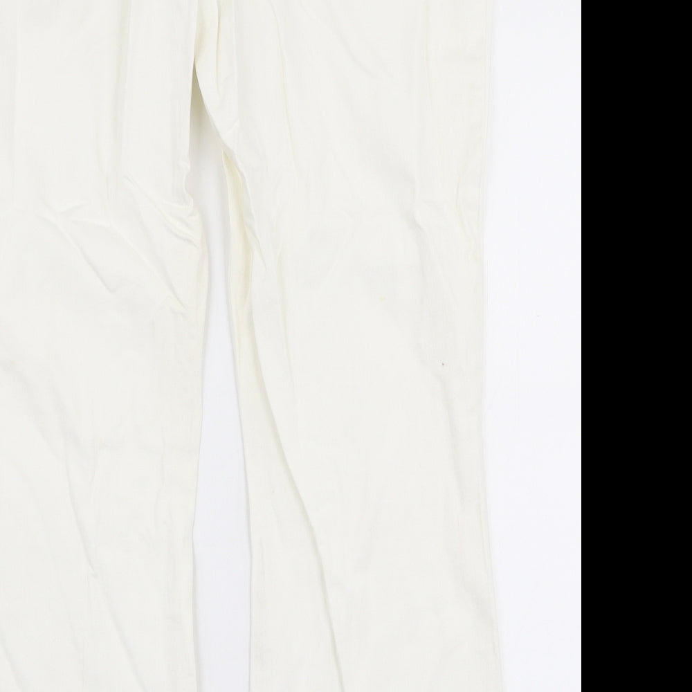 Falmer Womens White  Polyester Flared Jeans Size 16 L30 in Regular Zip