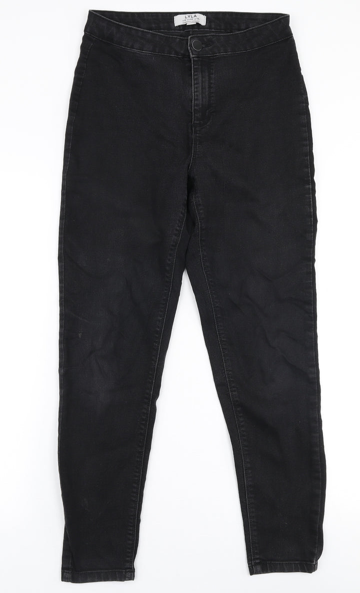 Dorothy Perkins Womens Black  Cotton Skinny Jeans Size 12 L27 in Slim Zip