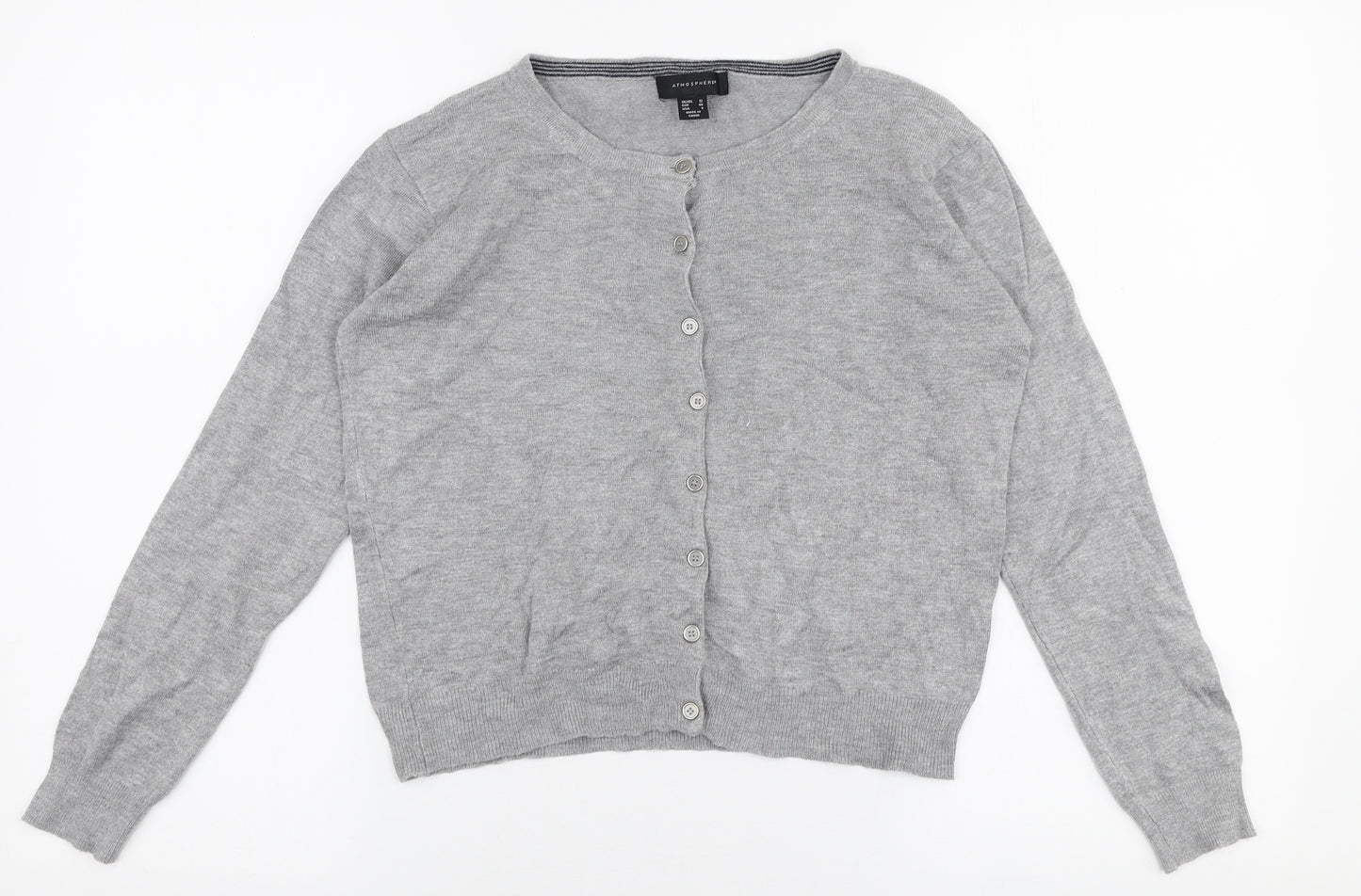 Atmosphere Womens Grey Round Neck  Polyester Cardigan Jumper Size 12