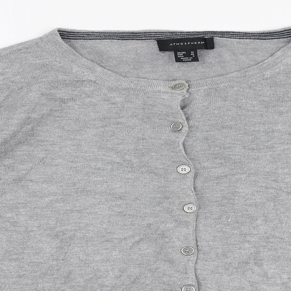 Atmosphere Womens Grey Round Neck  Polyester Cardigan Jumper Size 12