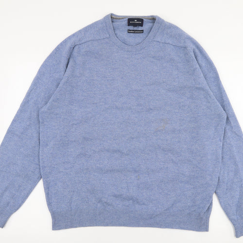 Blue Harbour Mens Blue Round Neck  Wool Pullover Jumper Size XL