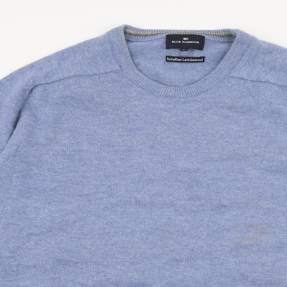 Blue Harbour Mens Blue Round Neck  Wool Pullover Jumper Size XL