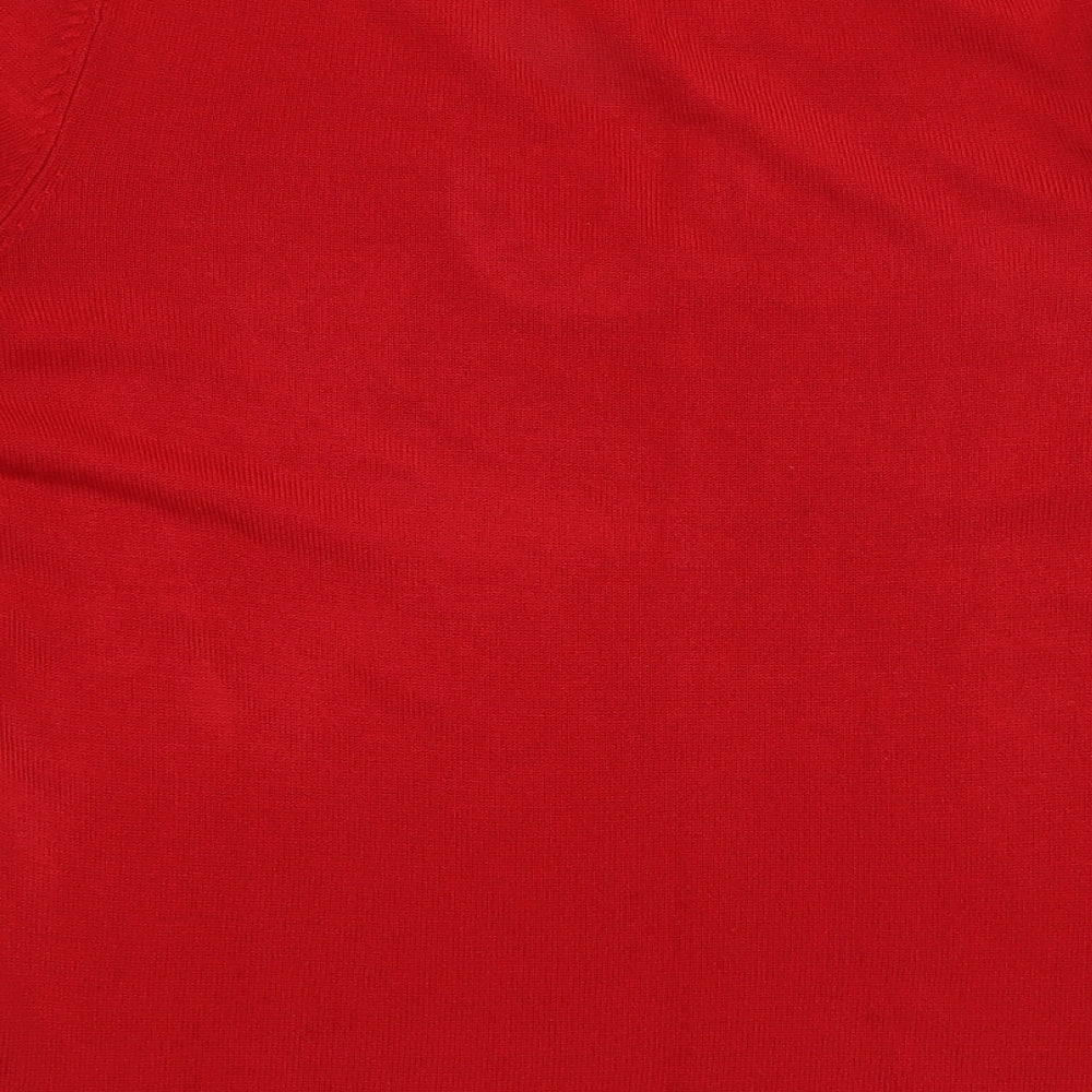 Marks and Spencer Womens Red V-Neck  Acrylic Pullover Jumper Size 14