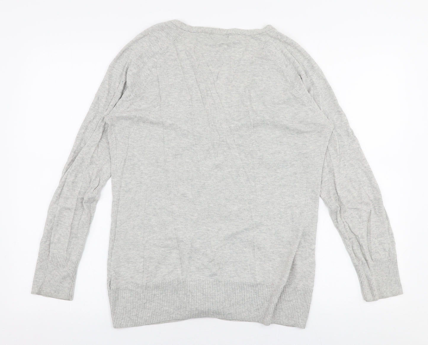 Saviour Womens Grey V-Neck  100% Cotton Cardigan Jumper Size 14