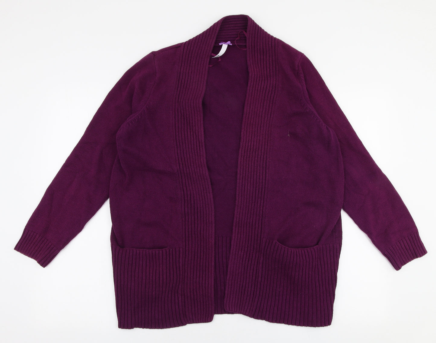 BHS Womens Purple V-Neck  Cotton Cardigan Jumper Size 16