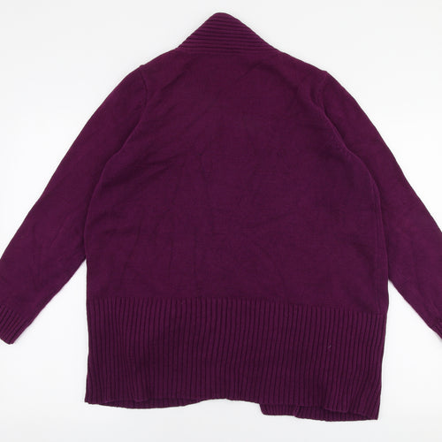 BHS Womens Purple V-Neck  Cotton Cardigan Jumper Size 16