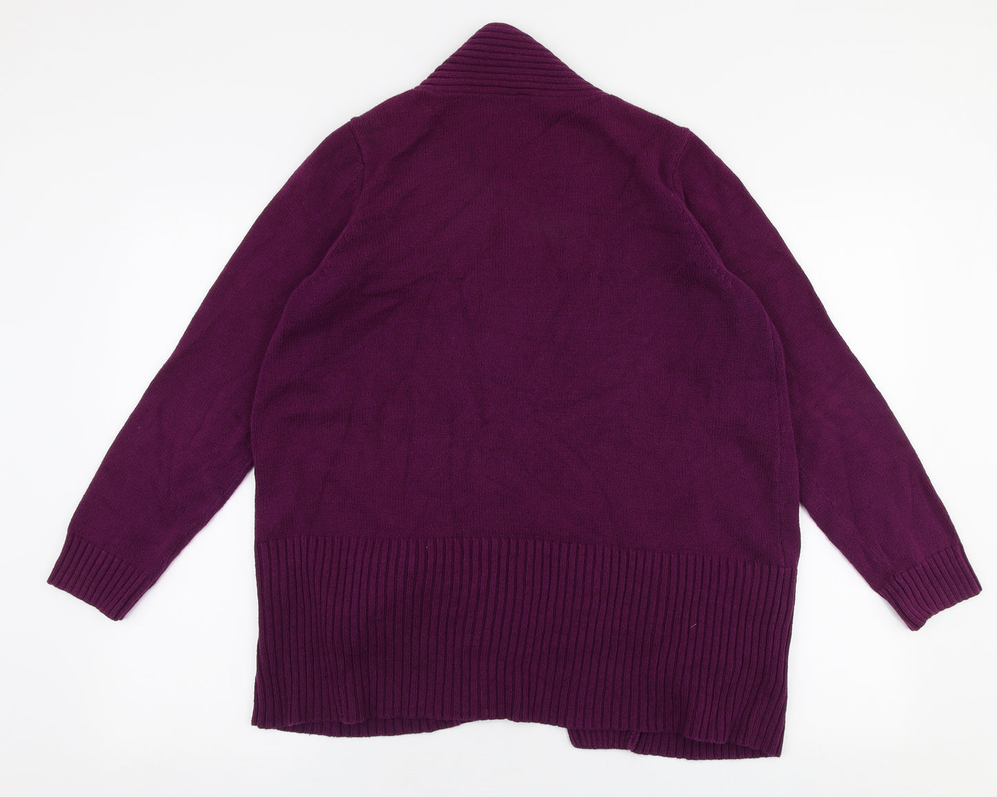 BHS Womens Purple V-Neck  Cotton Cardigan Jumper Size 16