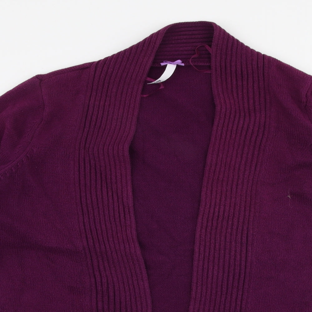 BHS Womens Purple V-Neck  Cotton Cardigan Jumper Size 16