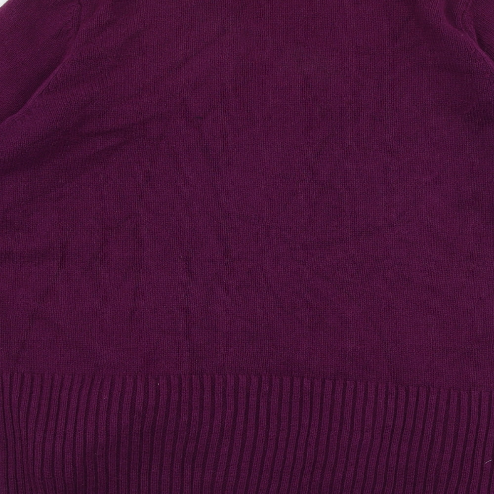 BHS Womens Purple V-Neck  Cotton Cardigan Jumper Size 16