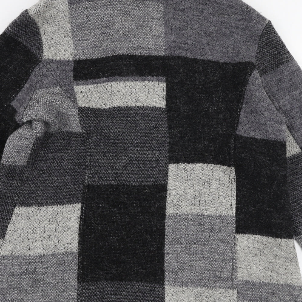 Paul Costelloe Womens Grey Check  Overcoat Coat Size 18  Button