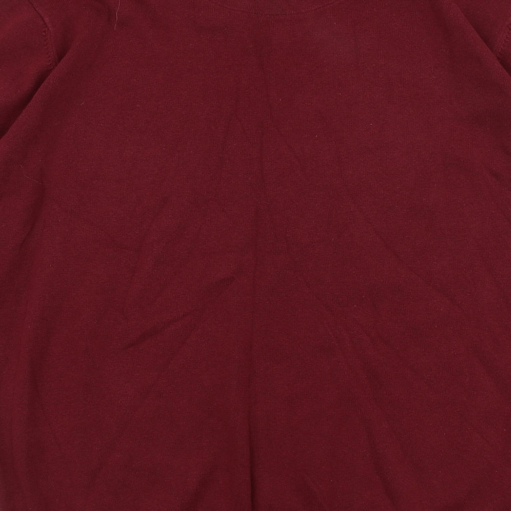 George Mens Red Collared  Cotton Pullover Jumper Size L