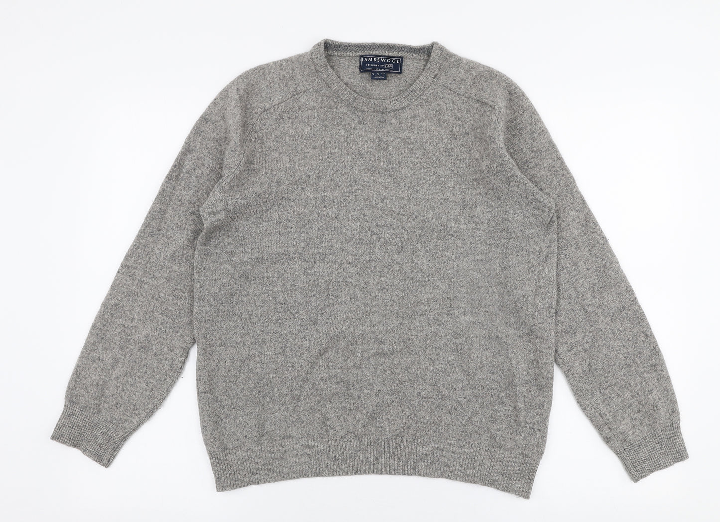 F&F Mens Grey Round Neck  Wool Pullover Jumper Size M