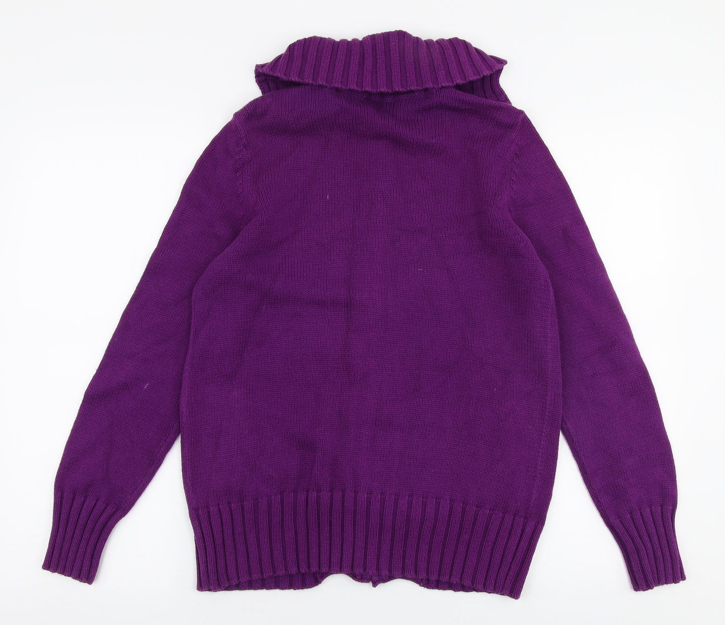 BHS Womens Purple Collared  Cotton Cardigan Jumper Size 10