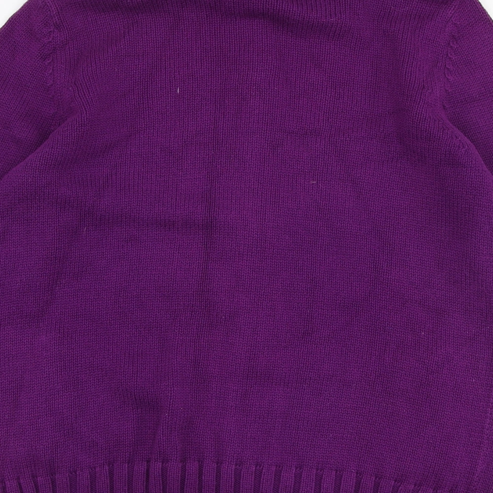 BHS Womens Purple Collared  Cotton Cardigan Jumper Size 10