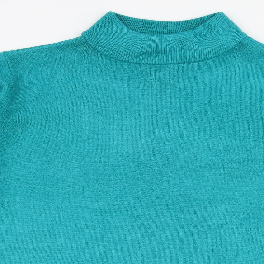 BM Womens Blue High Neck  Acrylic Pullover Jumper Size L