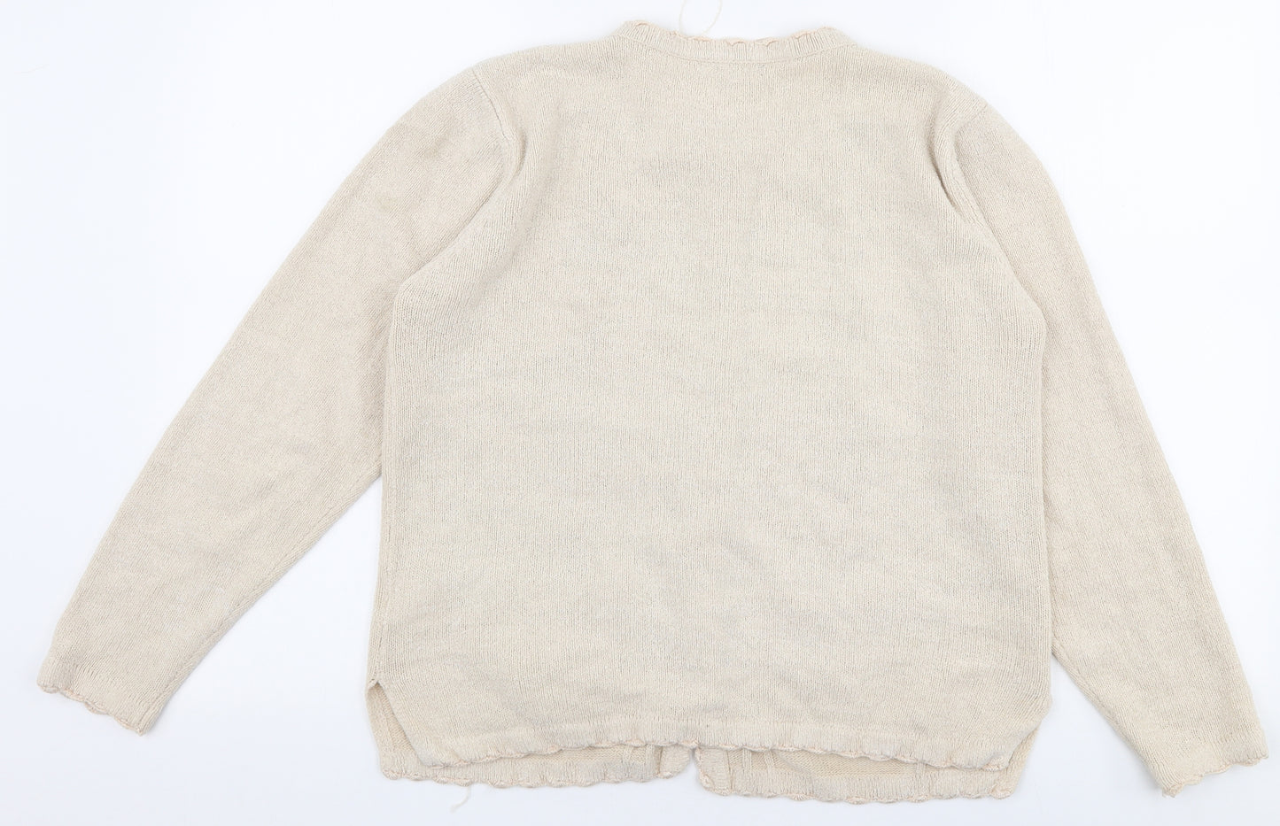 Sarah Hamilton Womens Beige Round Neck  Polyester Cardigan Jumper Size M