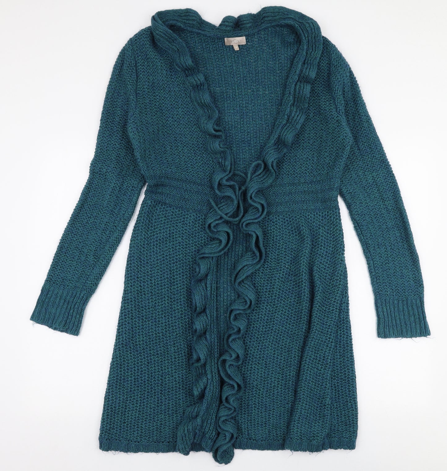 Soon Womens Blue V-Neck  Polyester Cardigan Jumper Size 14