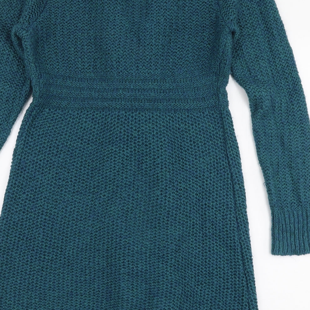 Soon Womens Blue V-Neck  Polyester Cardigan Jumper Size 14