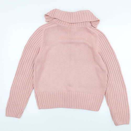 Marks and Spencer Womens Pink Collared  Acrylic Full Zip Jumper Size 14