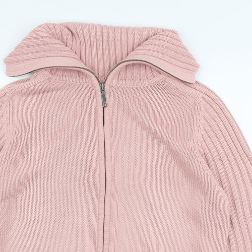 Marks and Spencer Womens Pink Collared  Acrylic Full Zip Jumper Size 14