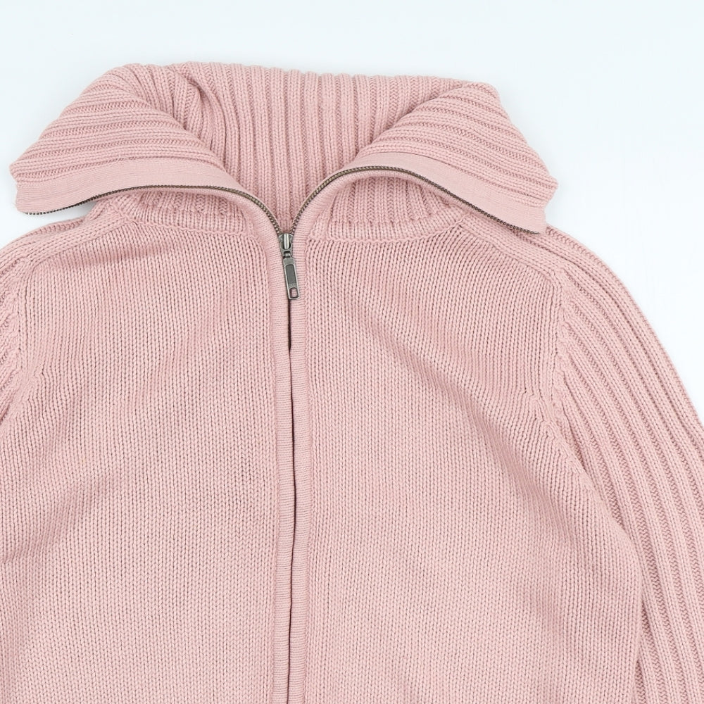 Marks and Spencer Womens Pink Collared  Acrylic Full Zip Jumper Size 14