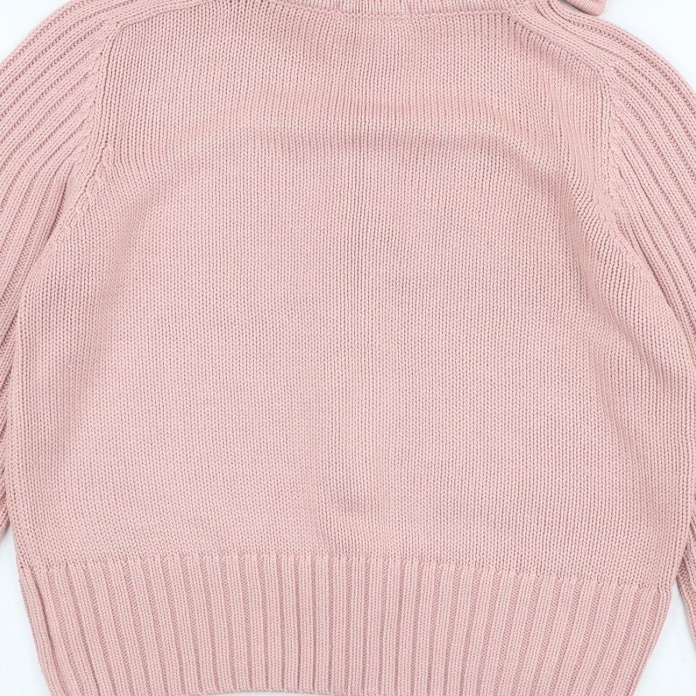 Marks and Spencer Womens Pink Collared  Acrylic Full Zip Jumper Size 14