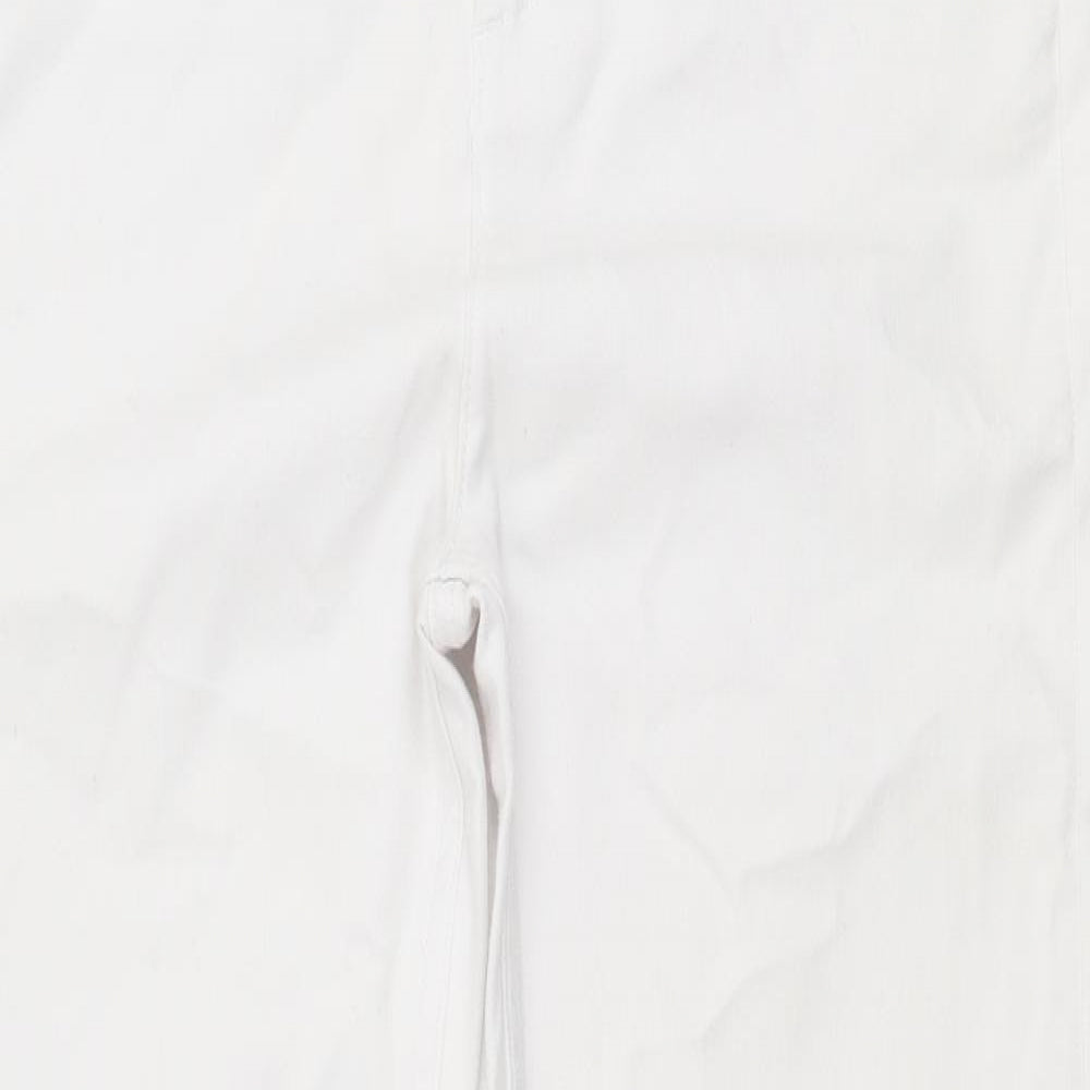 Marks and Spencer Womens White  Cotton Straight Jeans Size 12 L28 in Slim Zip