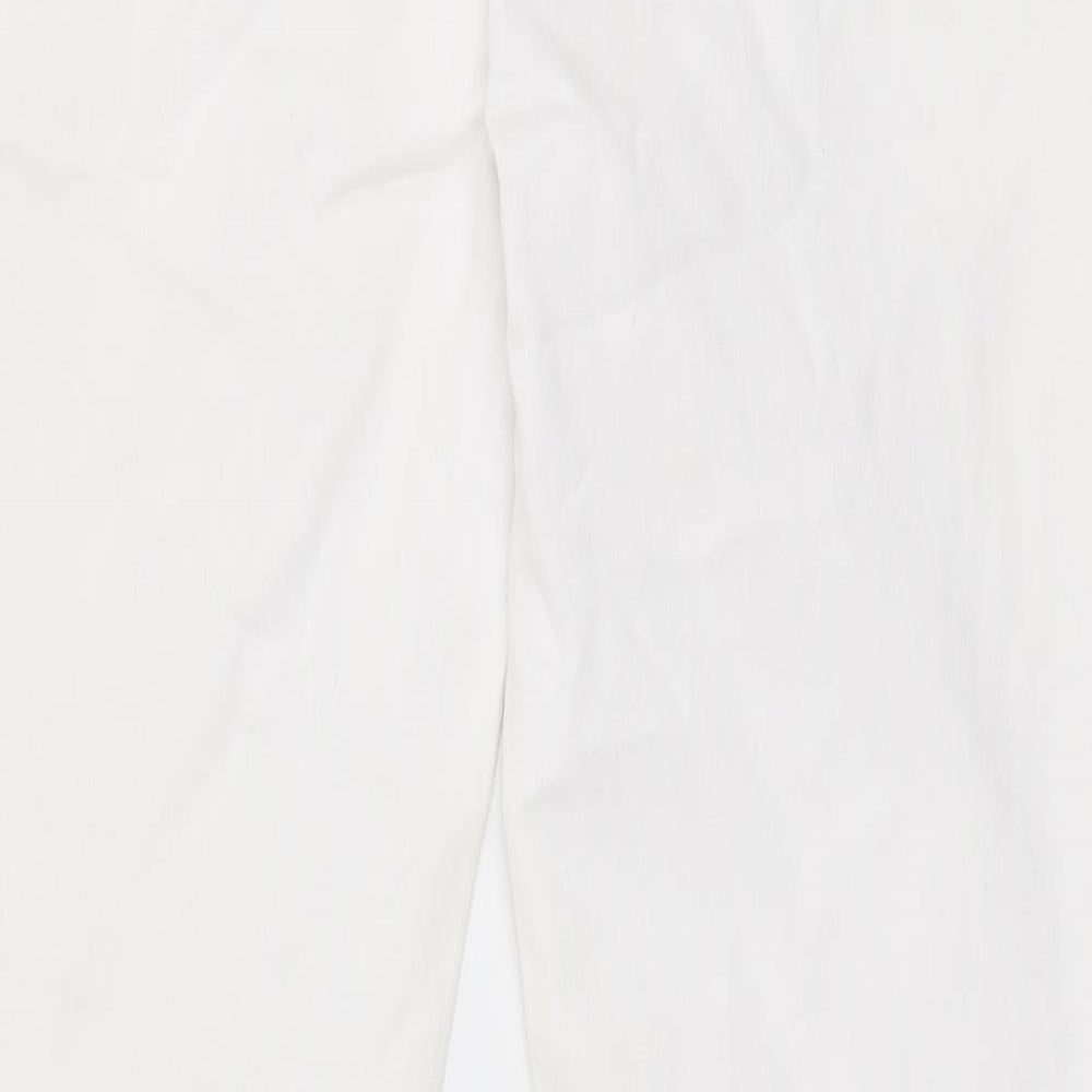 Marks and Spencer Womens White  Cotton Straight Jeans Size 12 L28 in Slim Zip