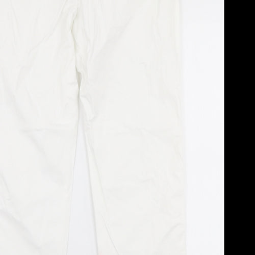 Marks and Spencer Womens White  Cotton Trousers  Size 12 L27 in Regular Zip