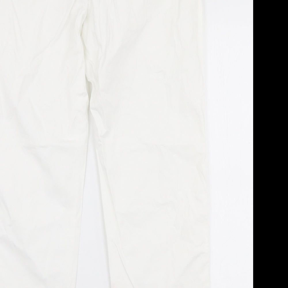 Marks and Spencer Womens White  Cotton Trousers  Size 12 L27 in Regular Zip