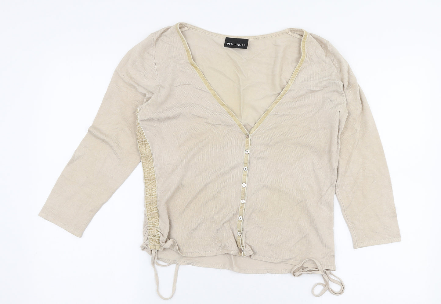 Principles Womens Beige V-Neck  Viscose Pullover Jumper Size 14