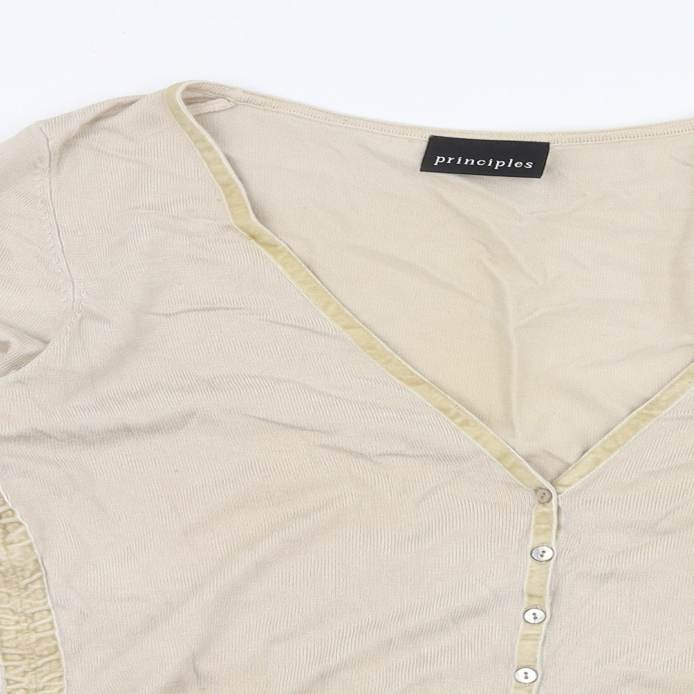 Principles Womens Beige V-Neck  Viscose Pullover Jumper Size 14