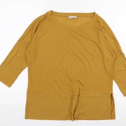 Marks and Spencer Womens Yellow  Polyester Jersey T-Shirt Size M Round Neck
