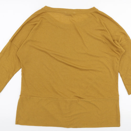 Marks and Spencer Womens Yellow  Polyester Jersey T-Shirt Size M Round Neck