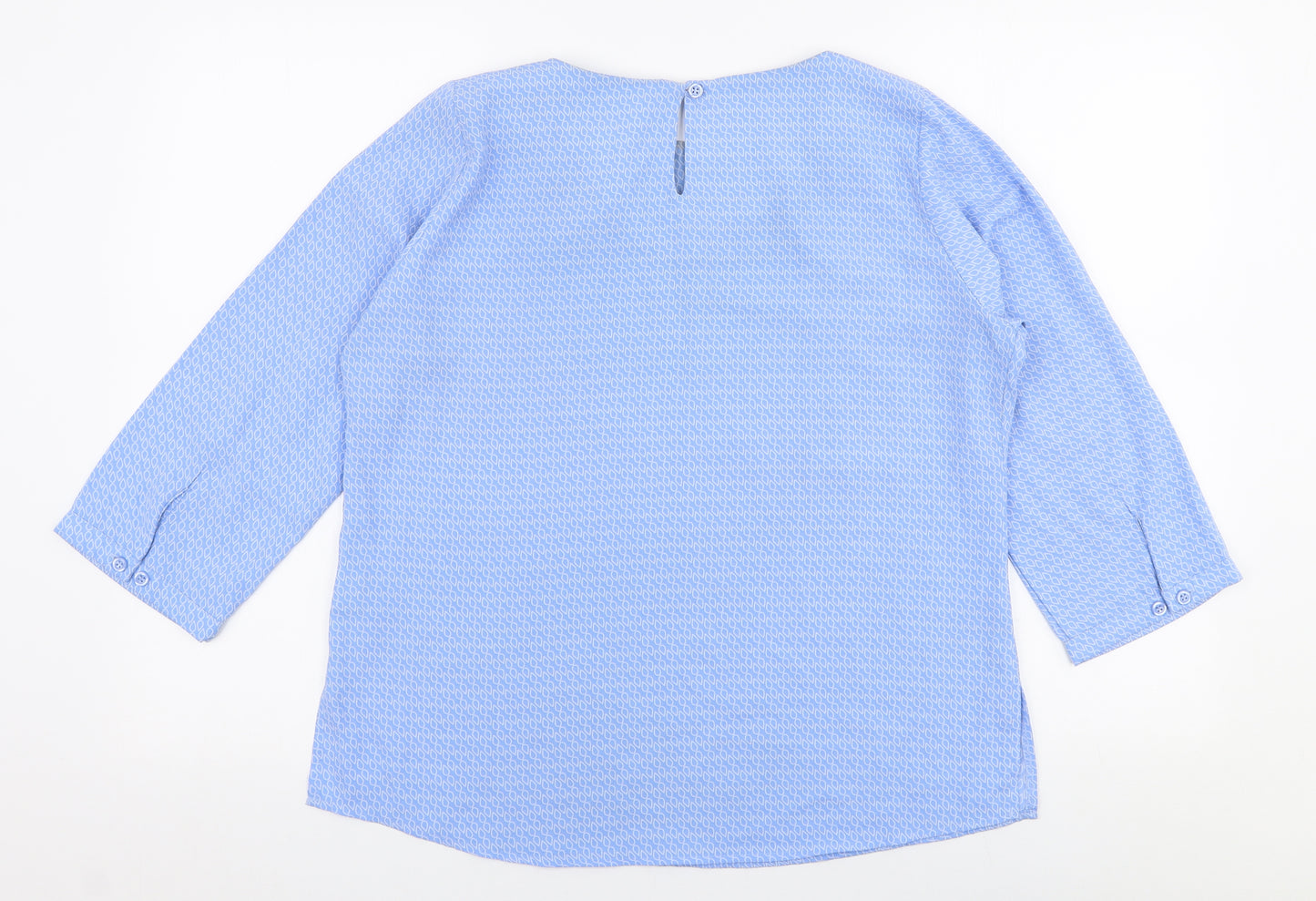 Tailored Image Womens Blue Geometric Polyester Basic Blouse Size 14 Round Neck