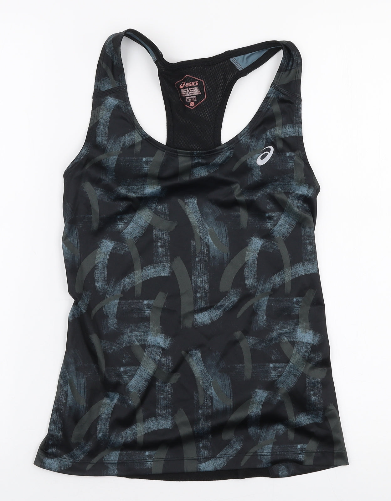 ASICS Womens Multicoloured Camouflage Polyester Basic Tank Size S Round Neck Pullover