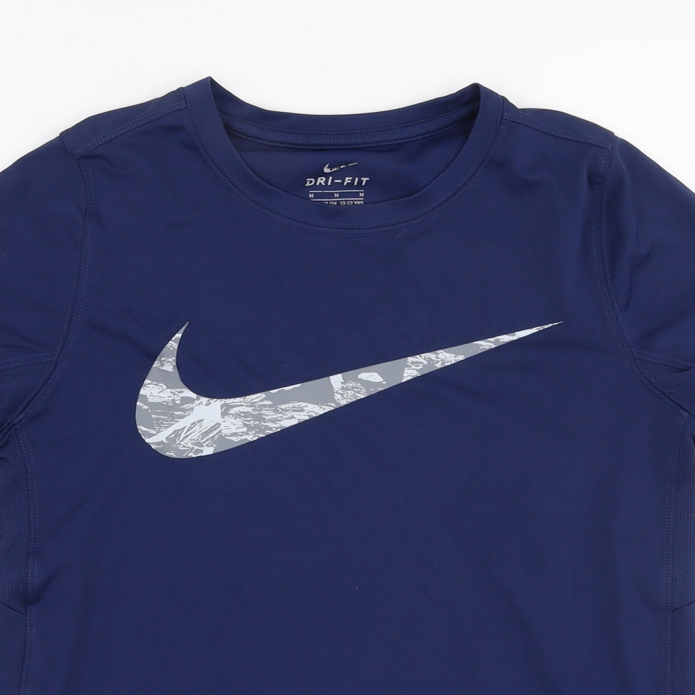 Nike Girls Blue  Polyester Basic T-Shirt Size M Round Neck Pullover