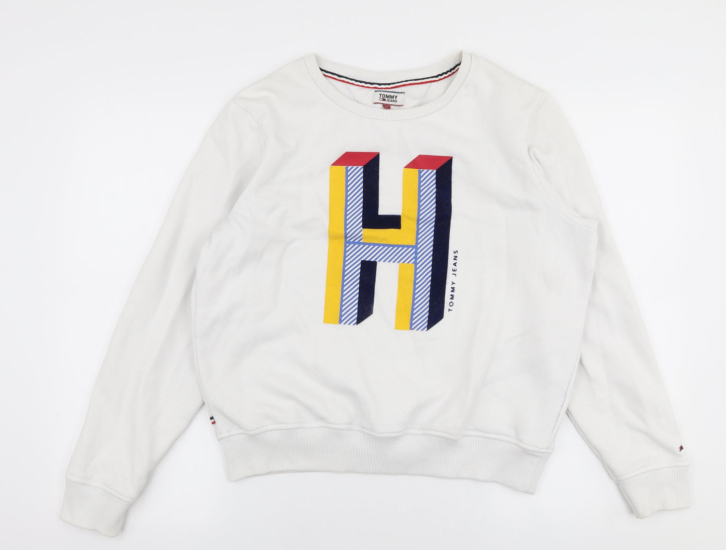 Tommy Hilfiger Womens White  Cotton Pullover Sweatshirt Size M  Pullover