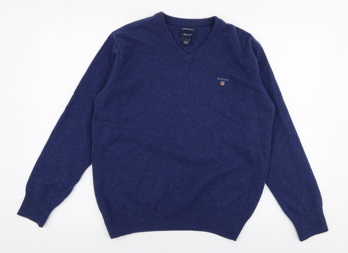 GANT Mens Blue V-Neck  Wool Pullover Jumper Size M