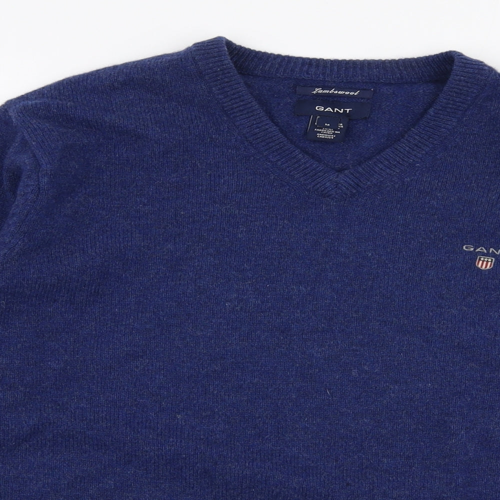 GANT Mens Blue V-Neck  Wool Pullover Jumper Size M