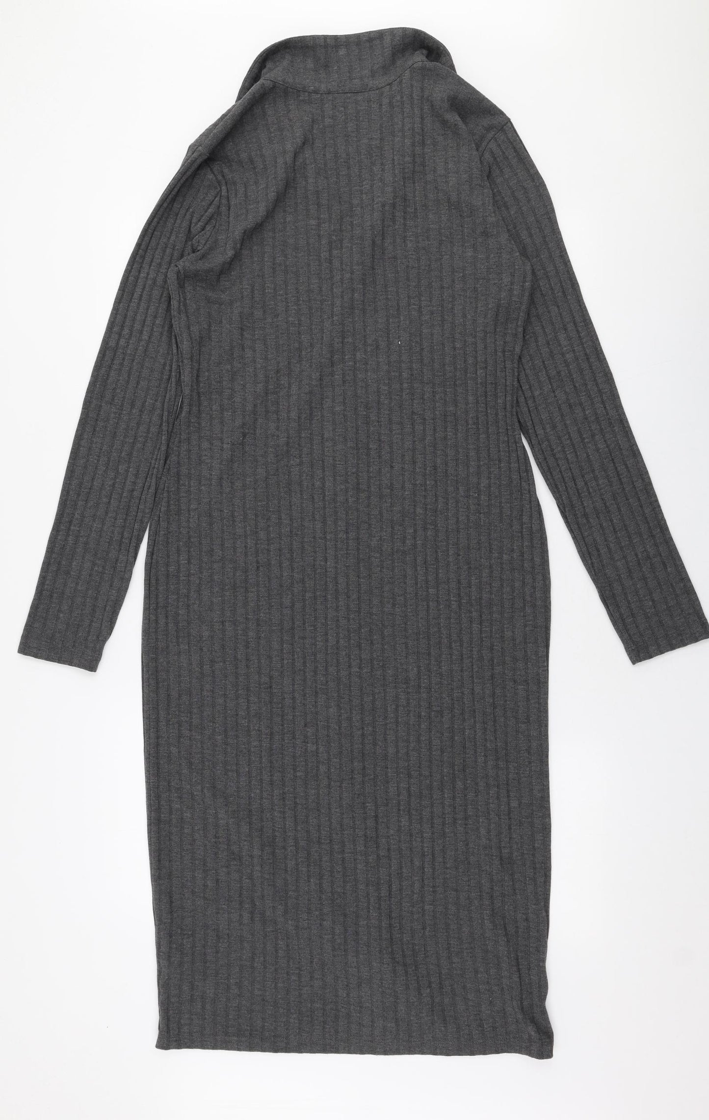 F&F Womens Grey  Polyester Bodycon  Size 14  Collared Pullover